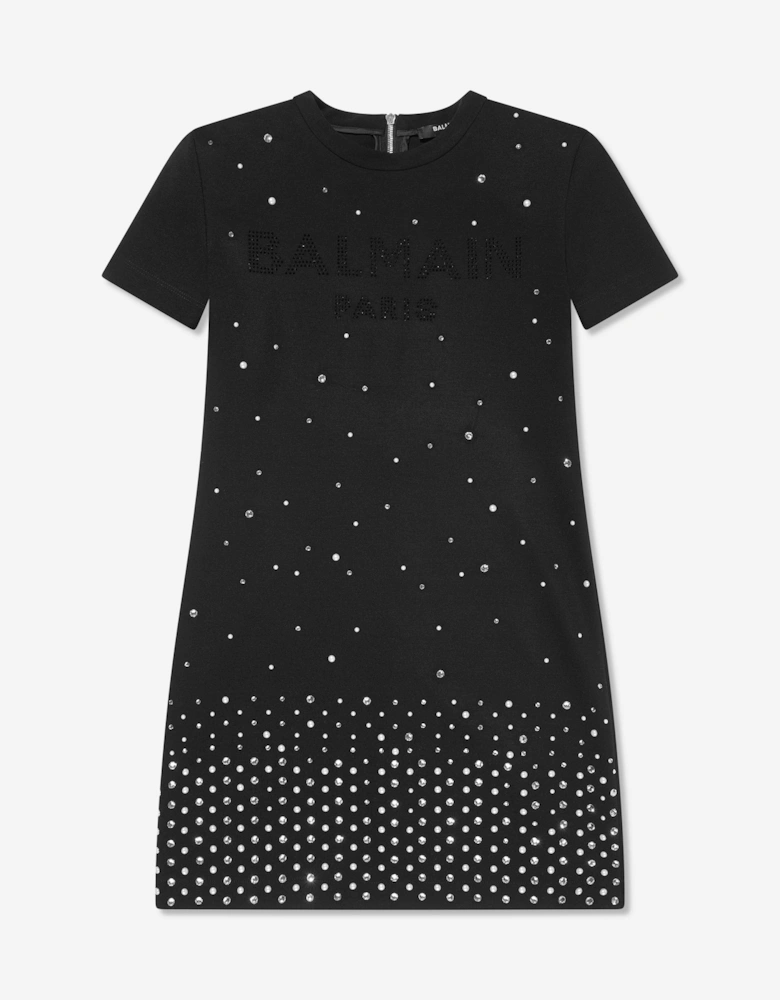 Girls Diamante Milano Dress in Black