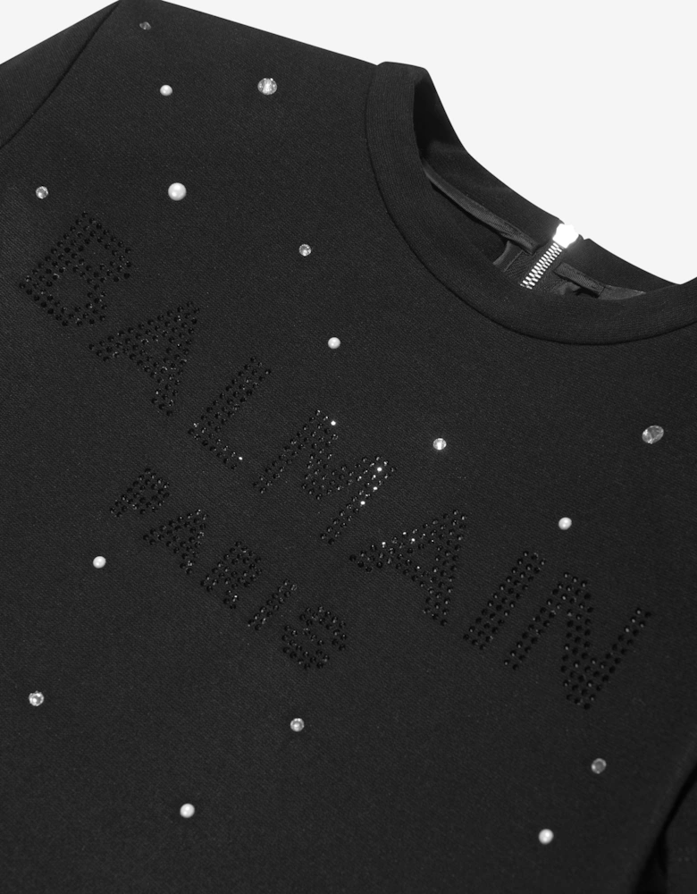Girls Diamante Milano Dress in Black