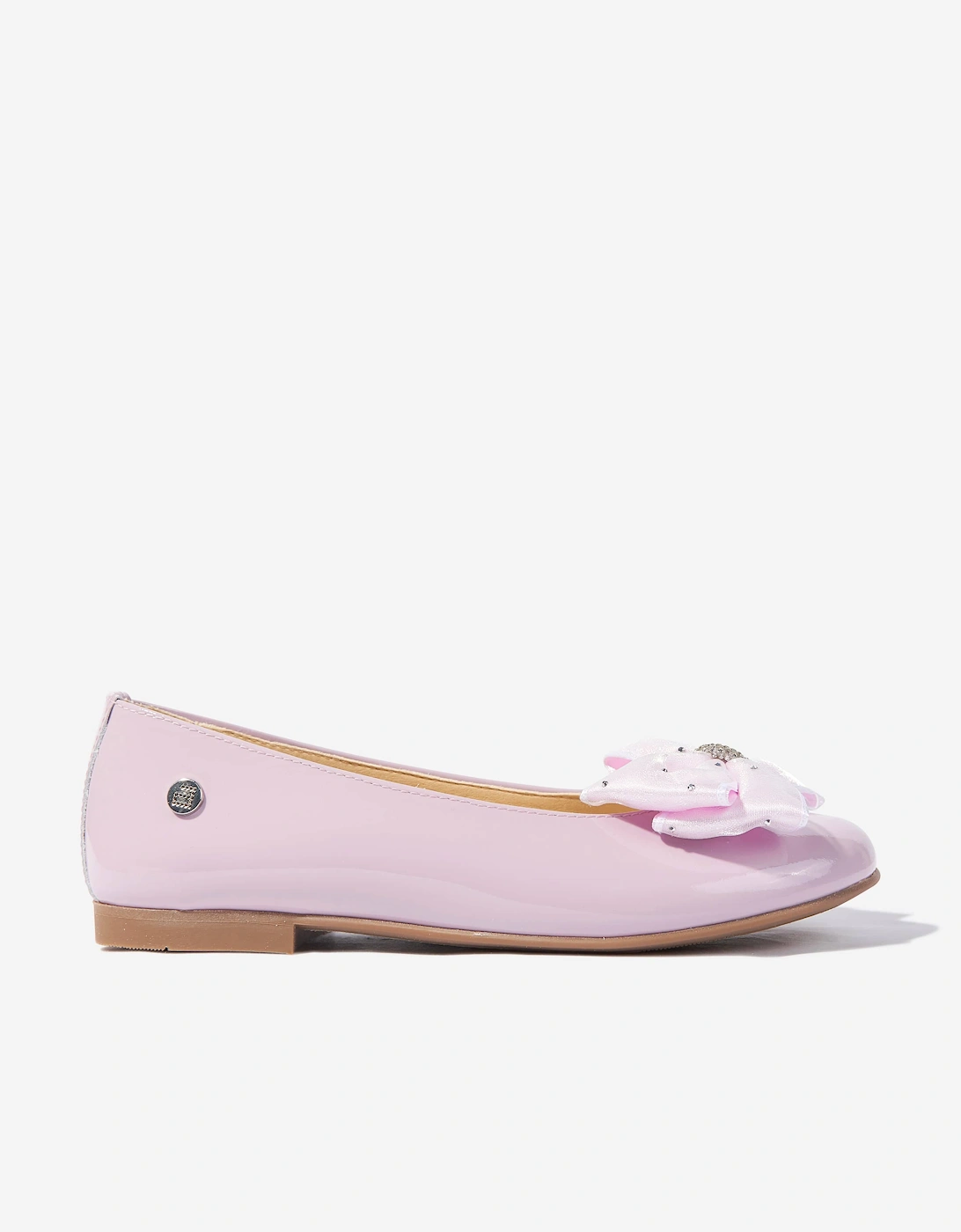 Girls Patent Leather Bow Ballerinas in Purple, 5 of 4