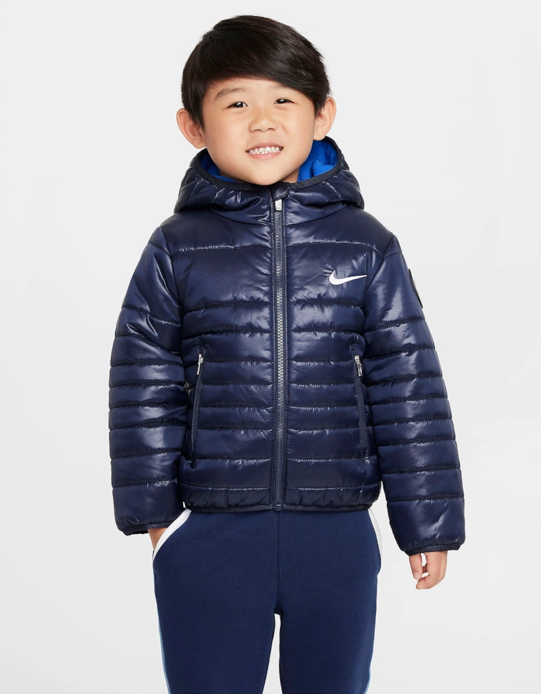Boys Fill Quilted Jacket in Navy