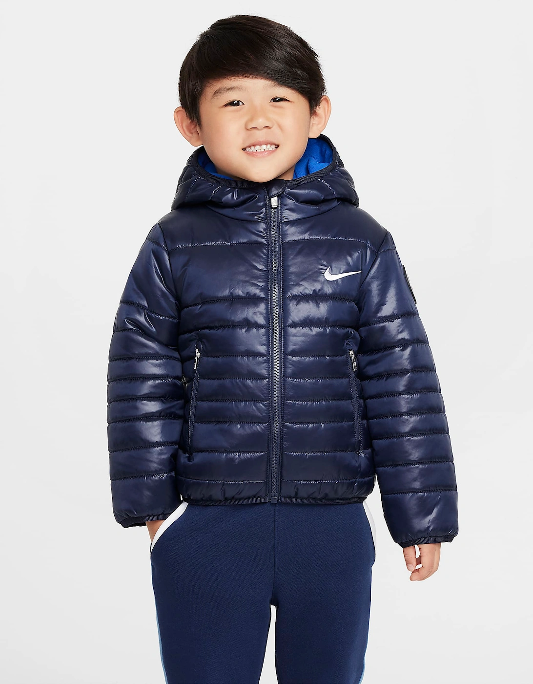 Boys Fill Quilted Jacket in Navy