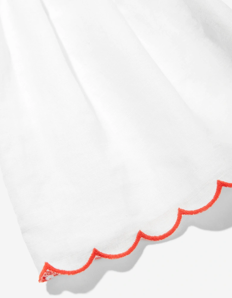 Girls Linen Strawberry Skirt in Ivory