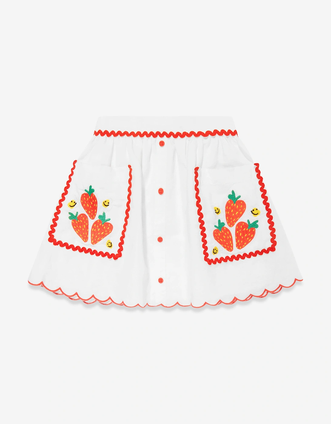 Girls Linen Strawberry Skirt in Ivory, 5 of 4