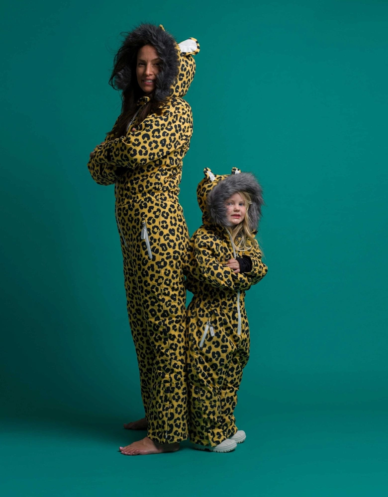 Kids Dash The Leopard Ski Suit in Yellow