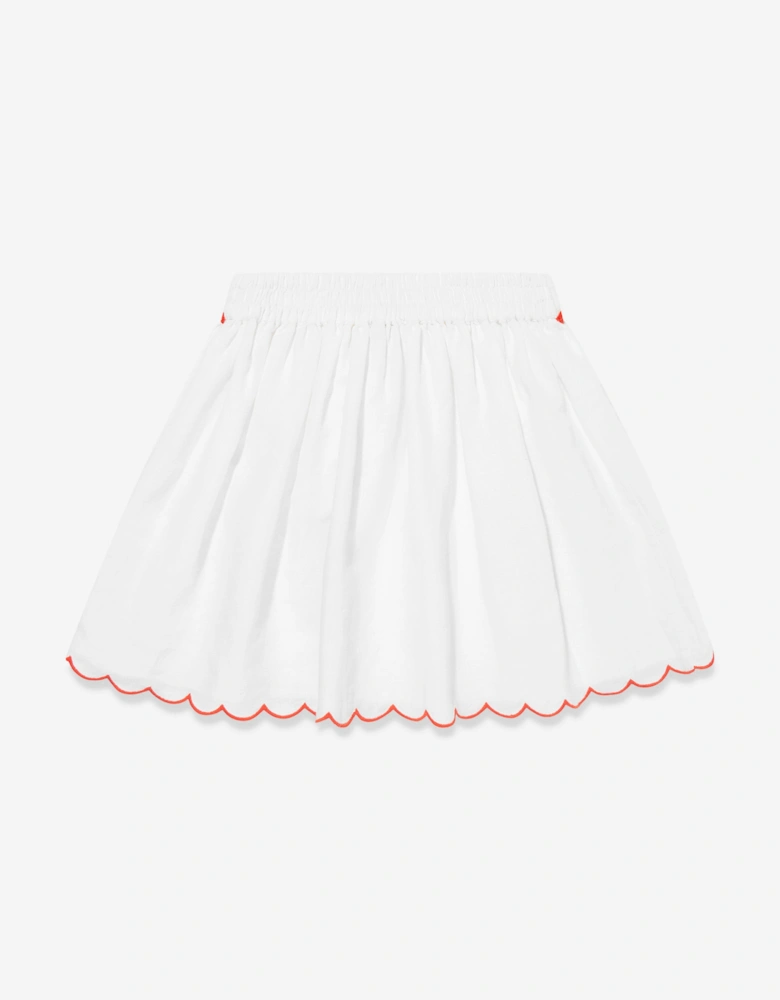 Girls Linen Strawberry Skirt in Ivory