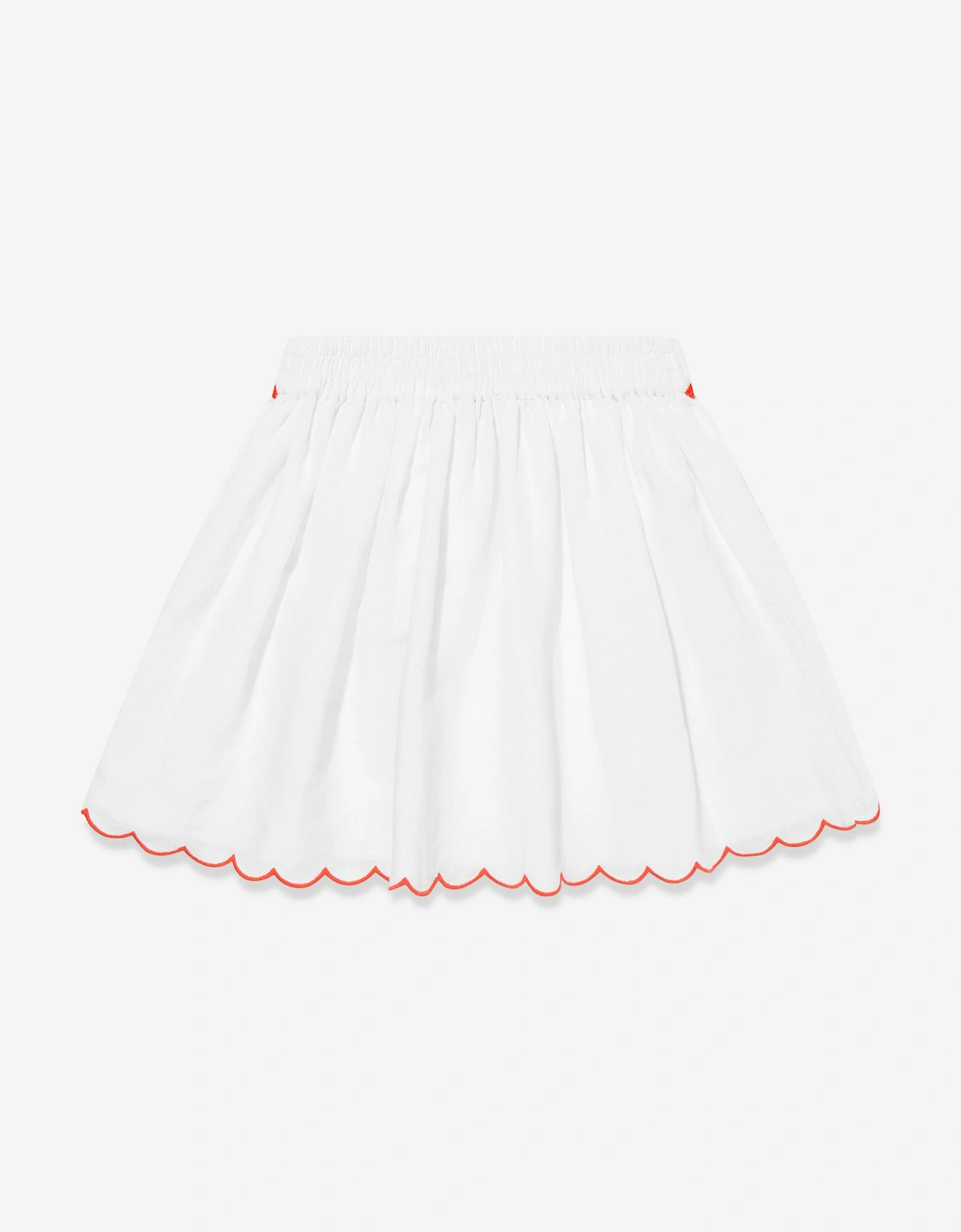 Girls Linen Strawberry Skirt in Ivory
