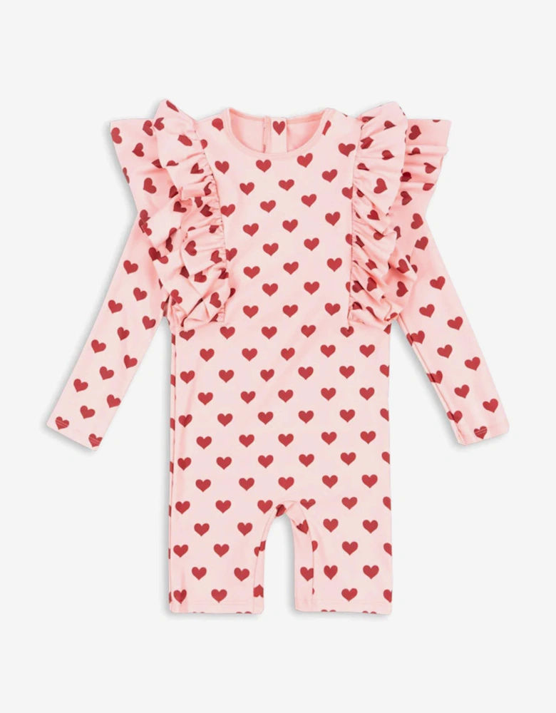 Girls Manuca Frill Swim Onesie in Pink (UPF 50+)