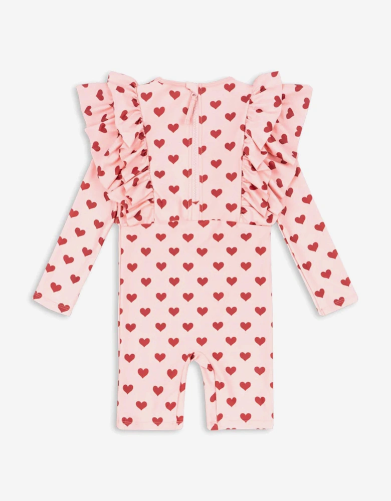 Girls Manuca Frill Swim Onesie in Pink (UPF 50+)