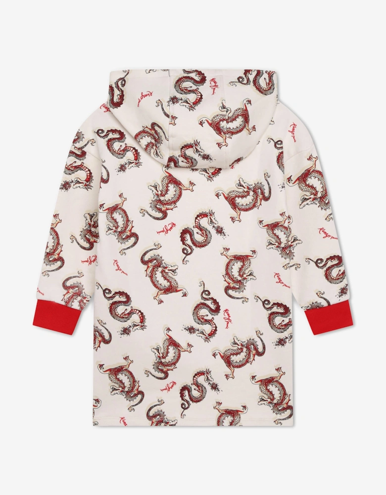 Girls Hooded Dragon Dress in Ivory