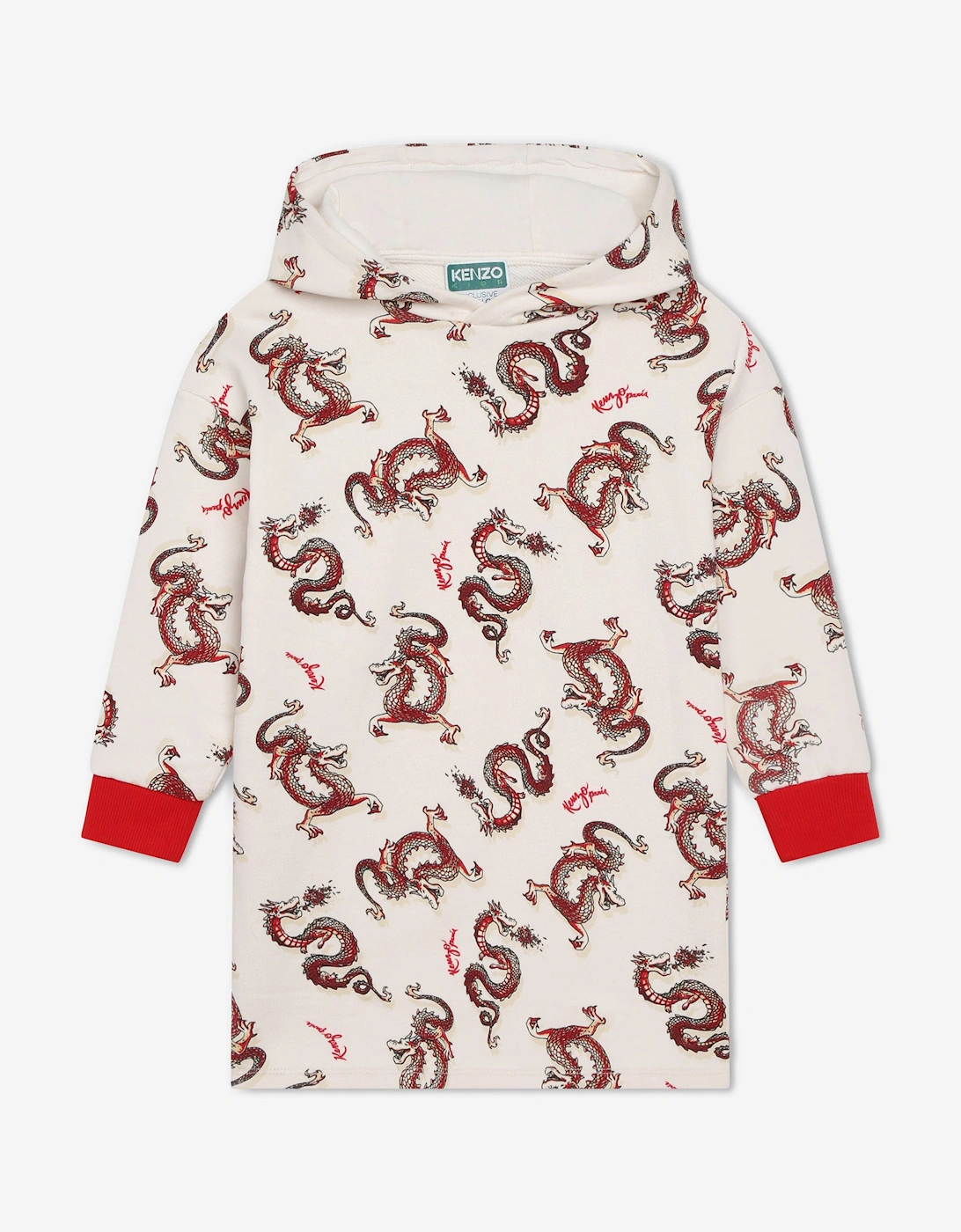 Girls Hooded Dragon Dress in Ivory, 5 of 4