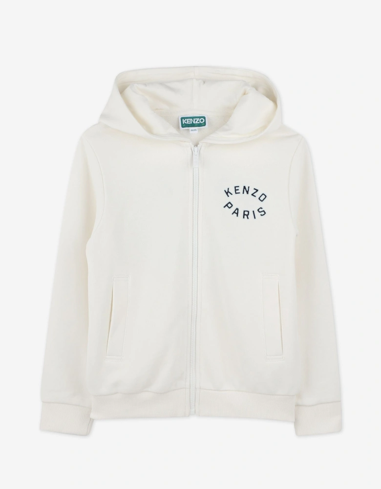 Kids Logo Zip Up Top in Ivory