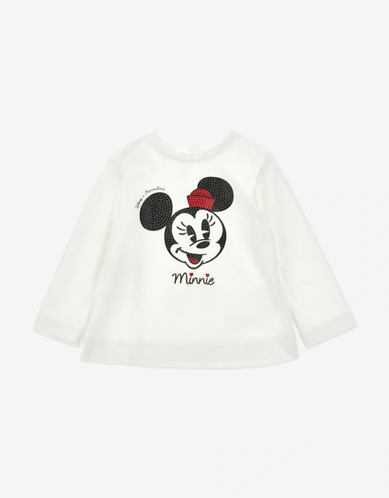 Baby Girls Long Sleeve Minnie T-Shirt in Ivory