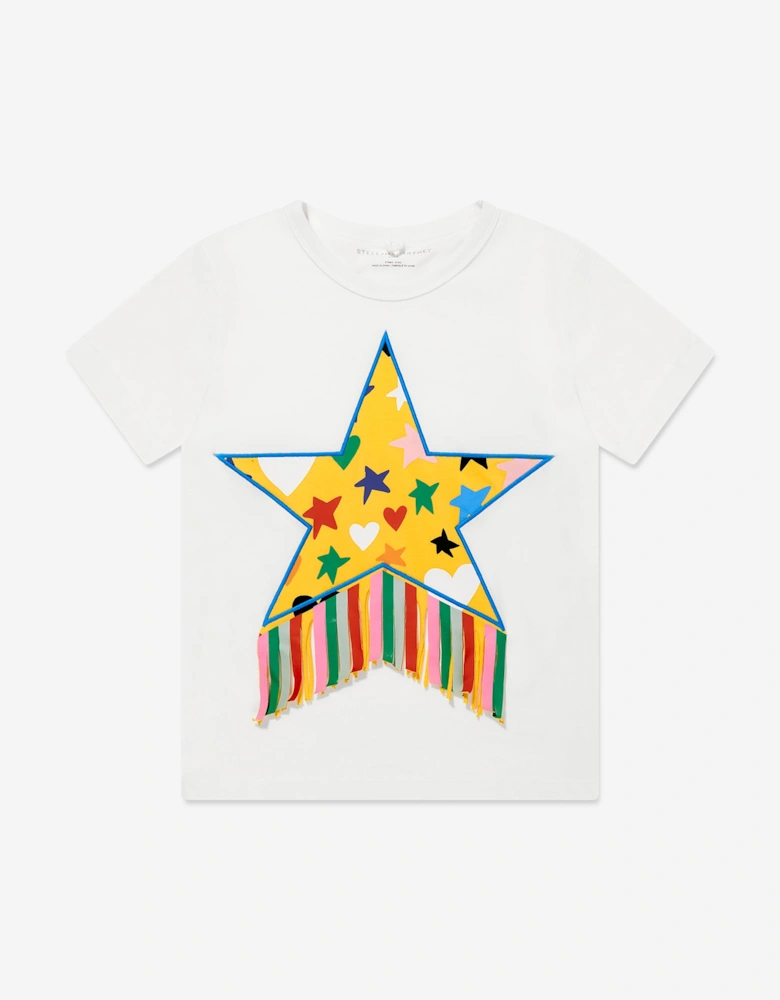 Girls Star Print T-Shirt in Ivory