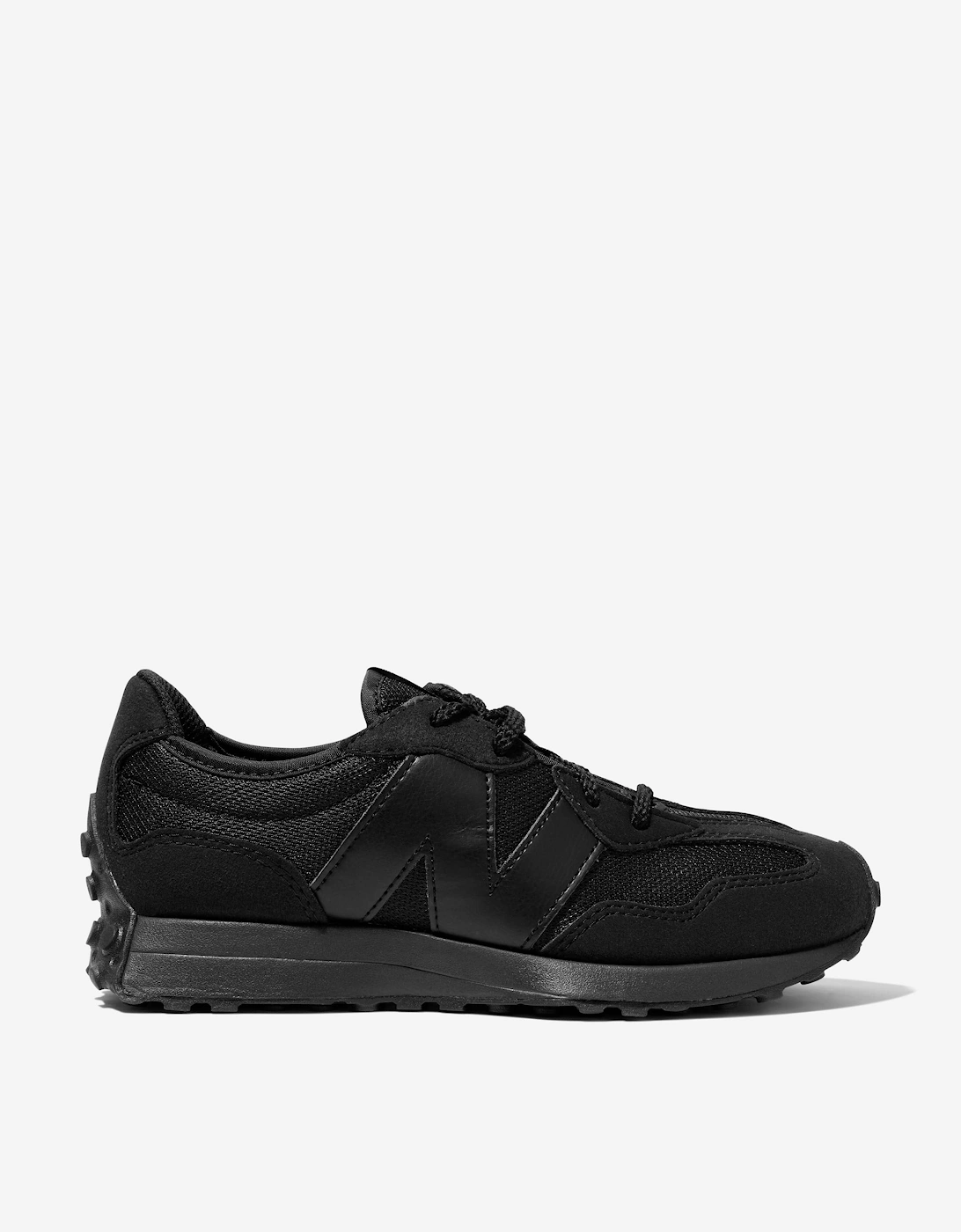 Kids 327 Lace Up Logo Trainers in Black, 5 of 4