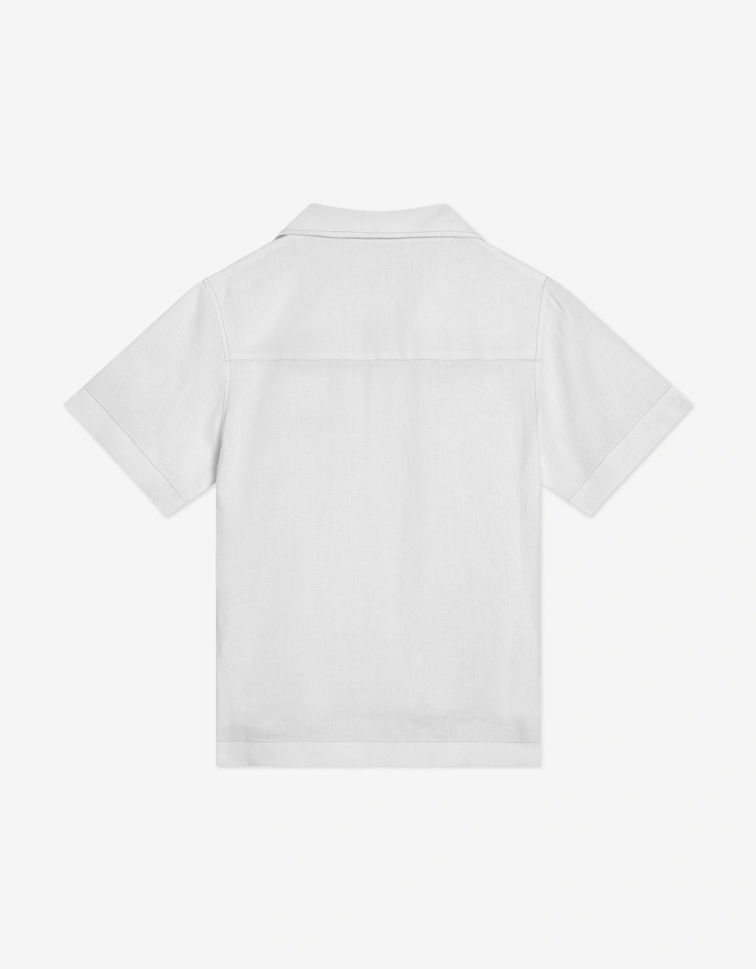 Boys Linen Logo Shirt in White