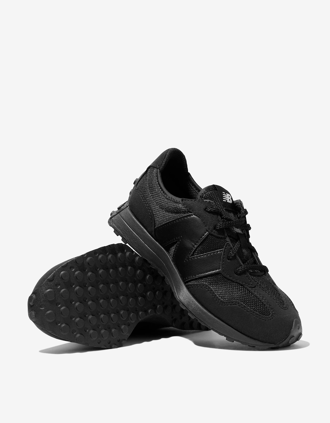 Kids 327 Lace Up Logo Trainers in Black