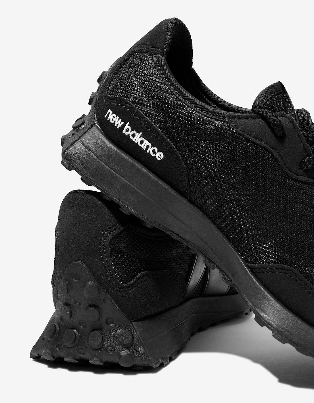 Kids 327 Lace Up Logo Trainers in Black