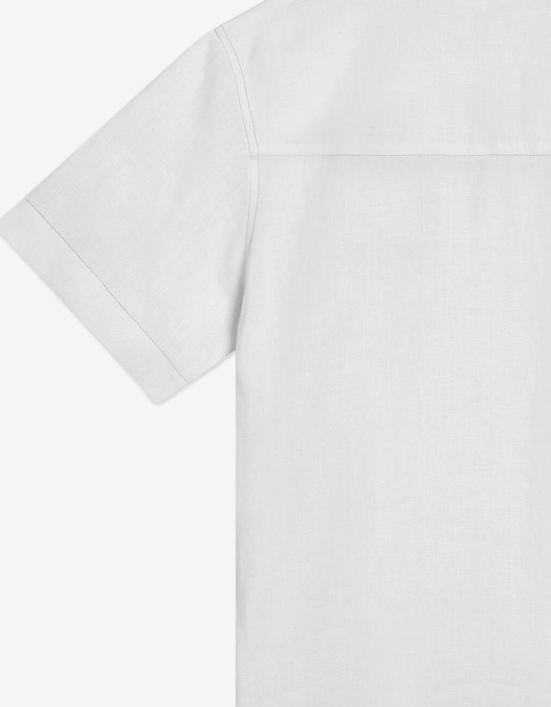 Boys Linen Logo Shirt in White