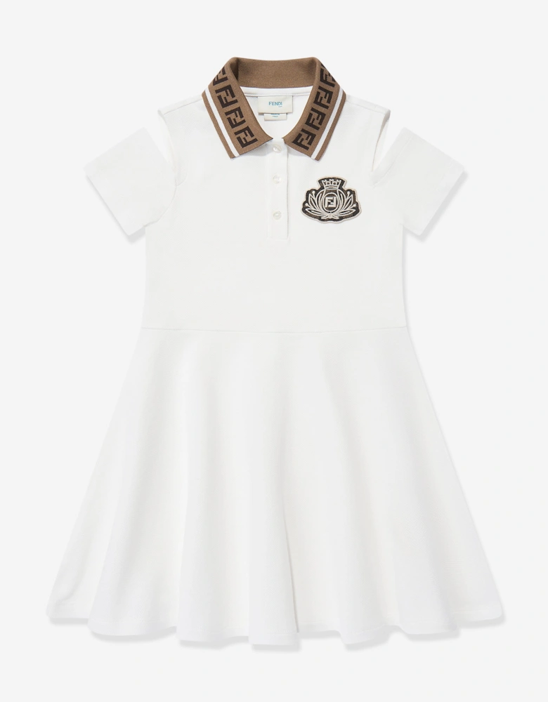 Girls Logo Polo Dress in White