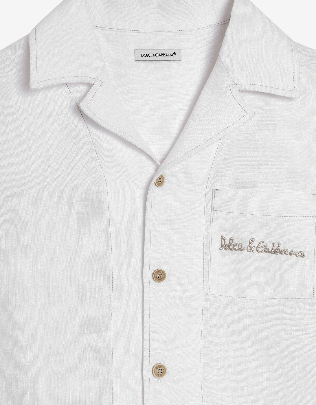 Boys Linen Logo Shirt in White