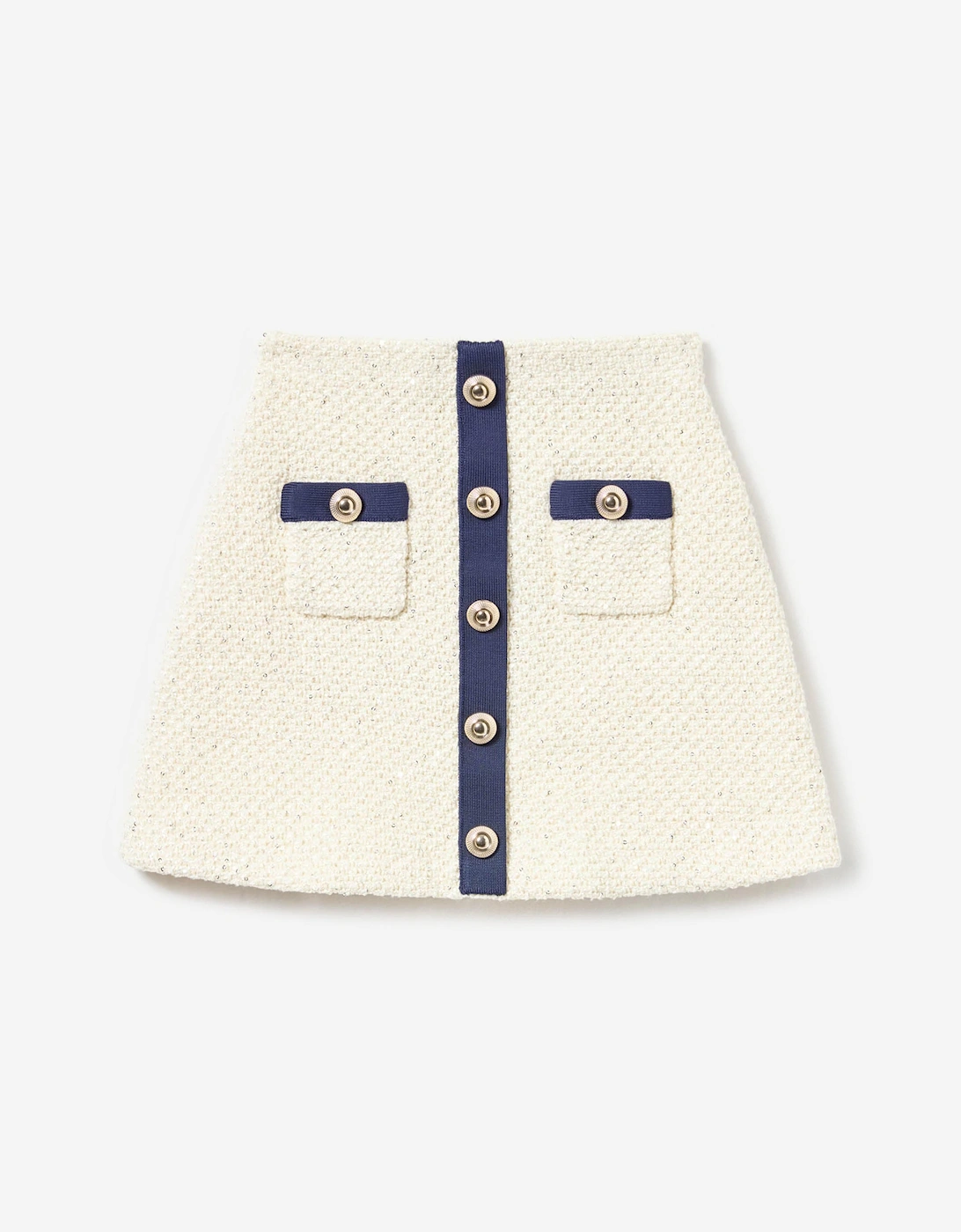 Girls Sequin Knit Skirt in Ivory, 6 of 5