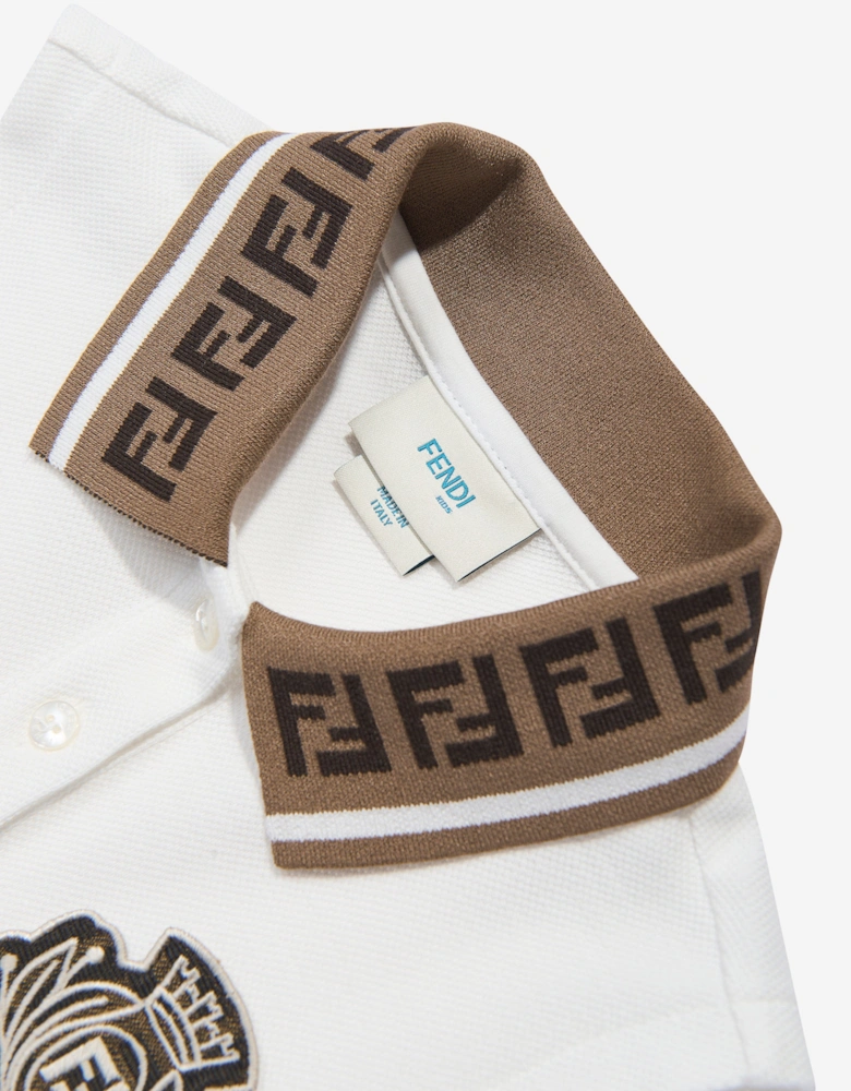 Girls Logo Polo Dress in White