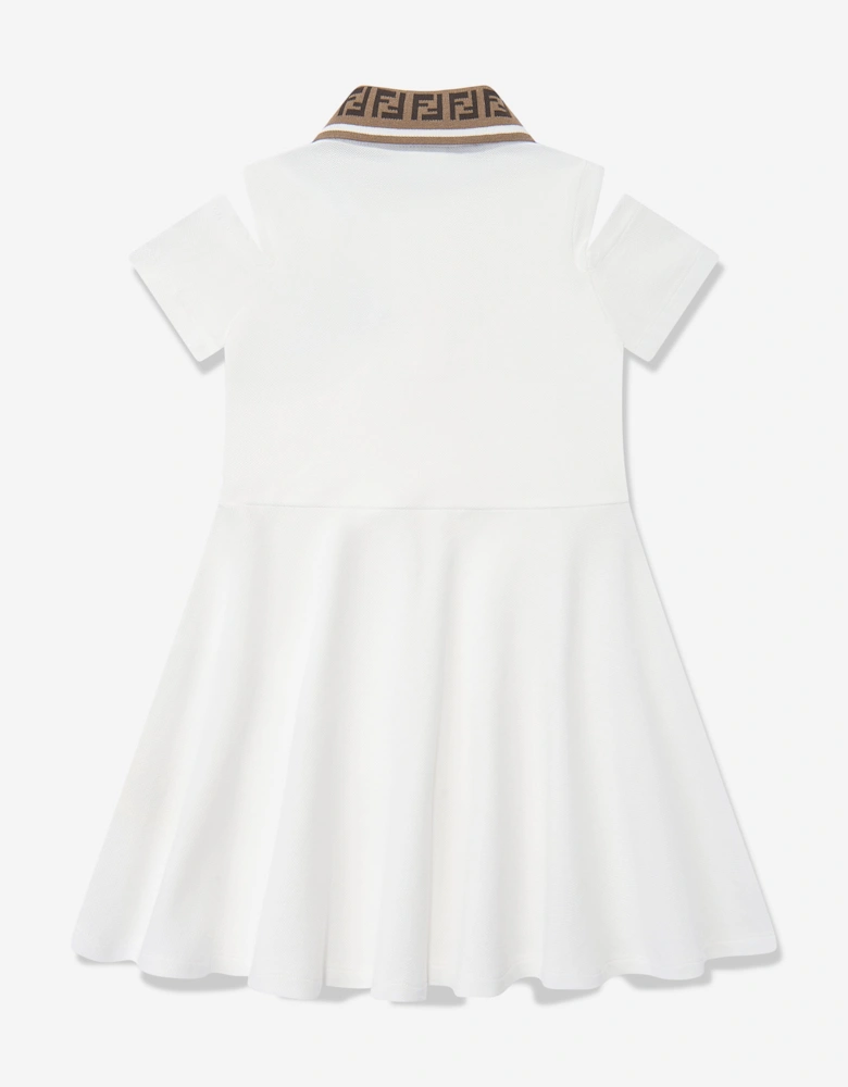 Girls Logo Polo Dress in White