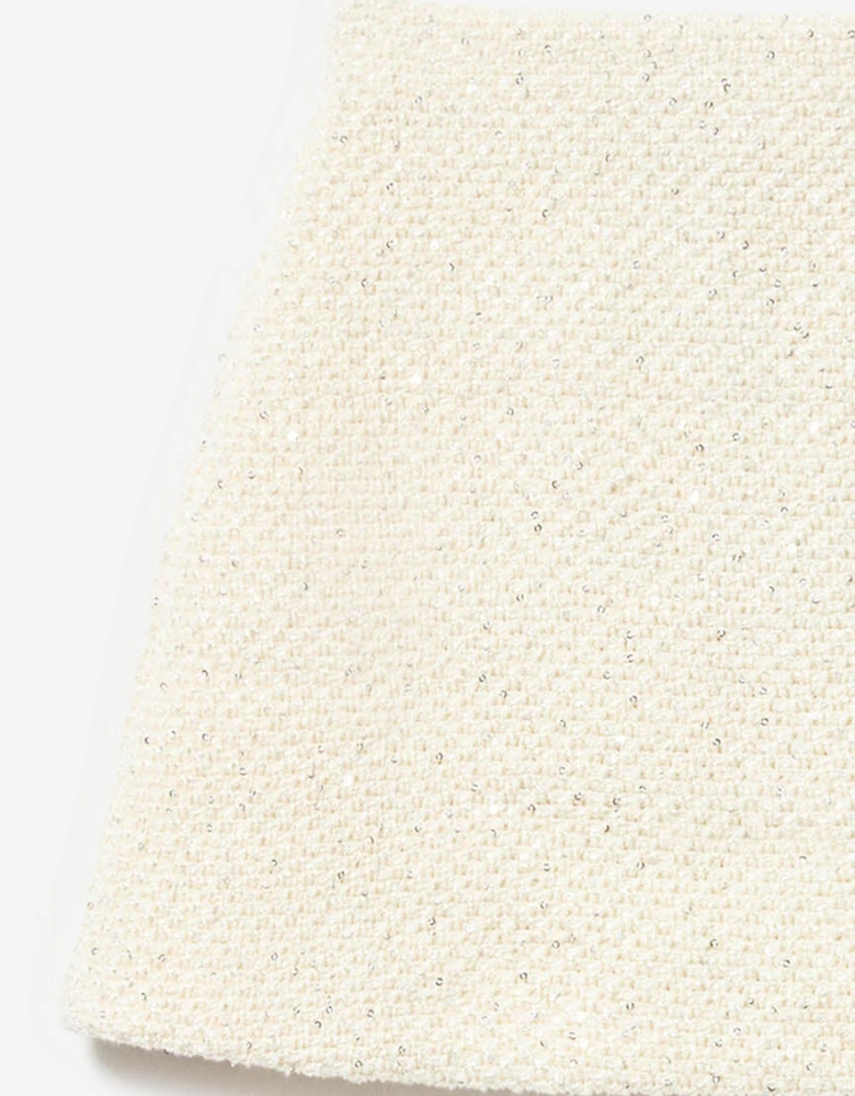 Girls Sequin Knit Skirt in Ivory