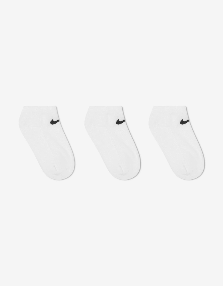 Kids 3 Pack Basic No Show Socks Set in White