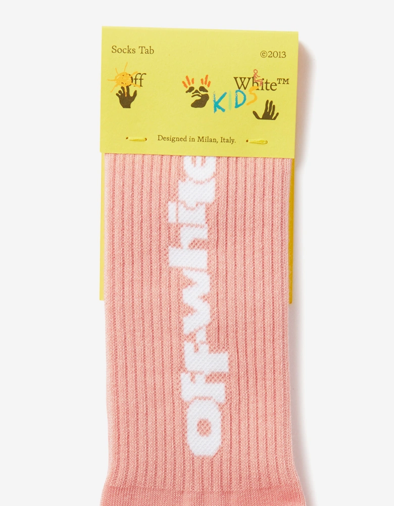 Girls Type Graphic Long Socks in Pink