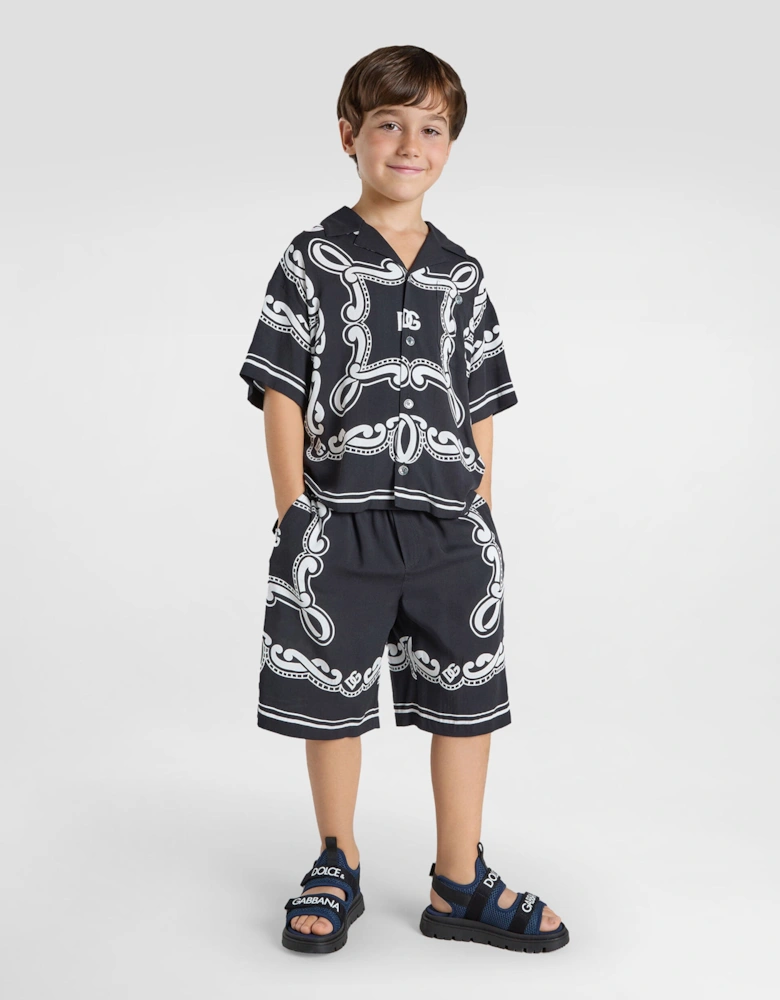 Boys Bandana Print Shirt in Black