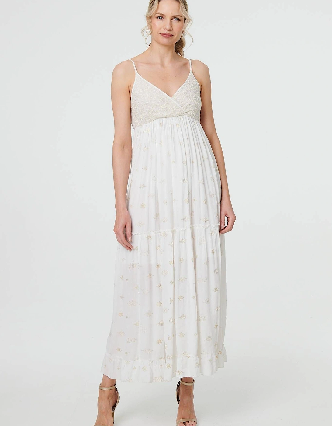 Textured Cami Strap Empire Maxi Dress, 2 of 1