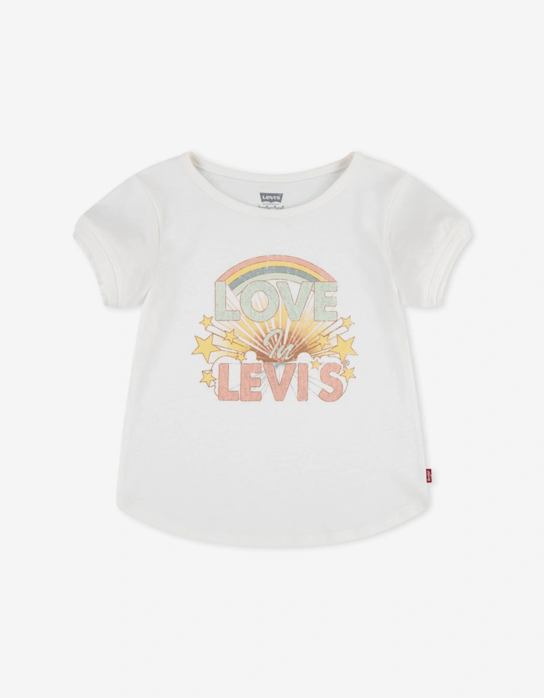 Girls Double Cuff T-Shirt in Beige