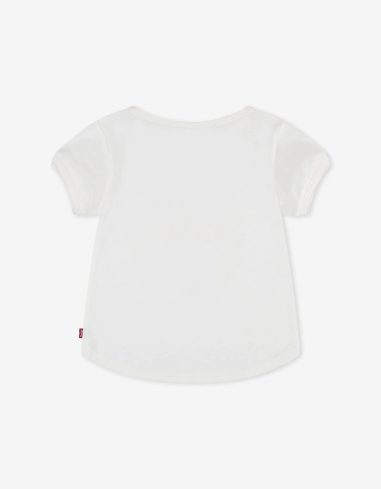 Girls Double Cuff T-Shirt in Beige