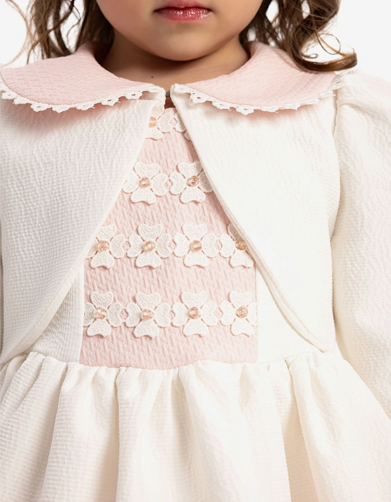 Baby Girls Dress with Bolero and Headband in Pink