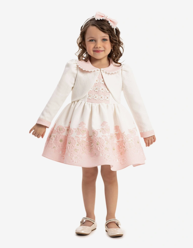 Baby Girls Dress with Bolero and Headband in Pink