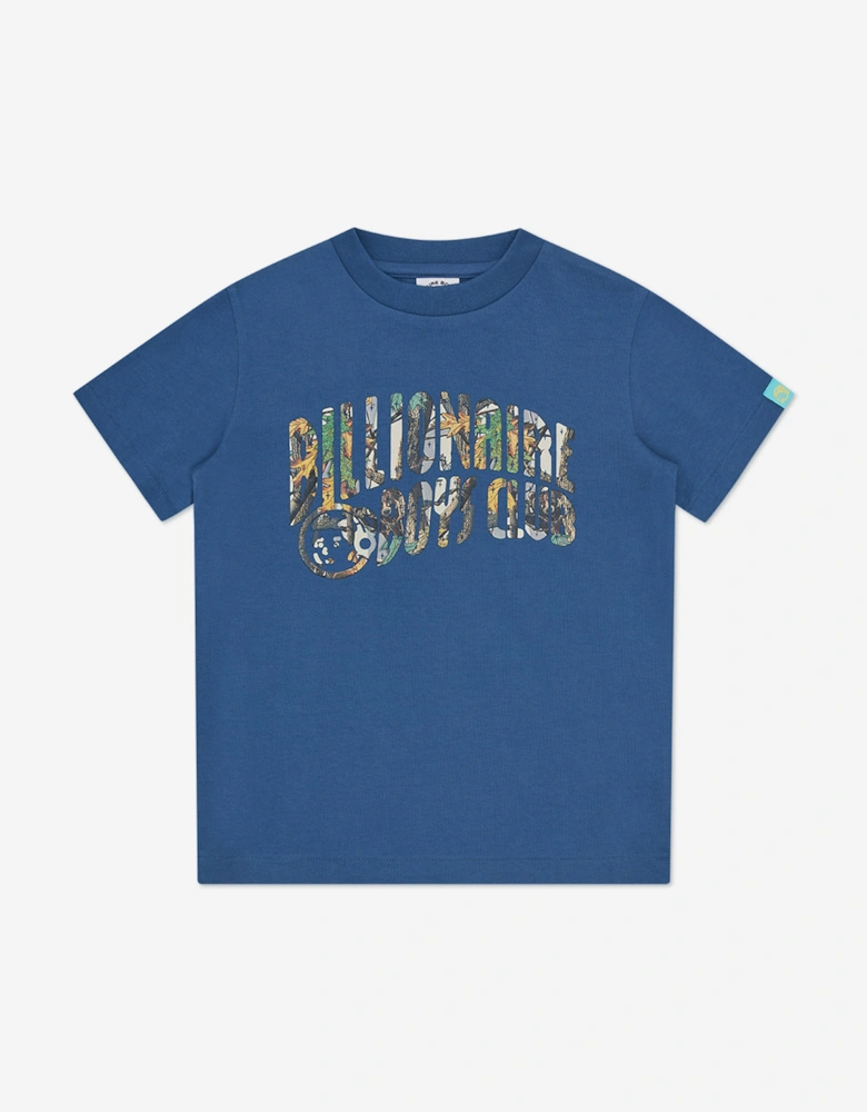 Boys Tree Camo Arch Logo T-Shirt in Navy