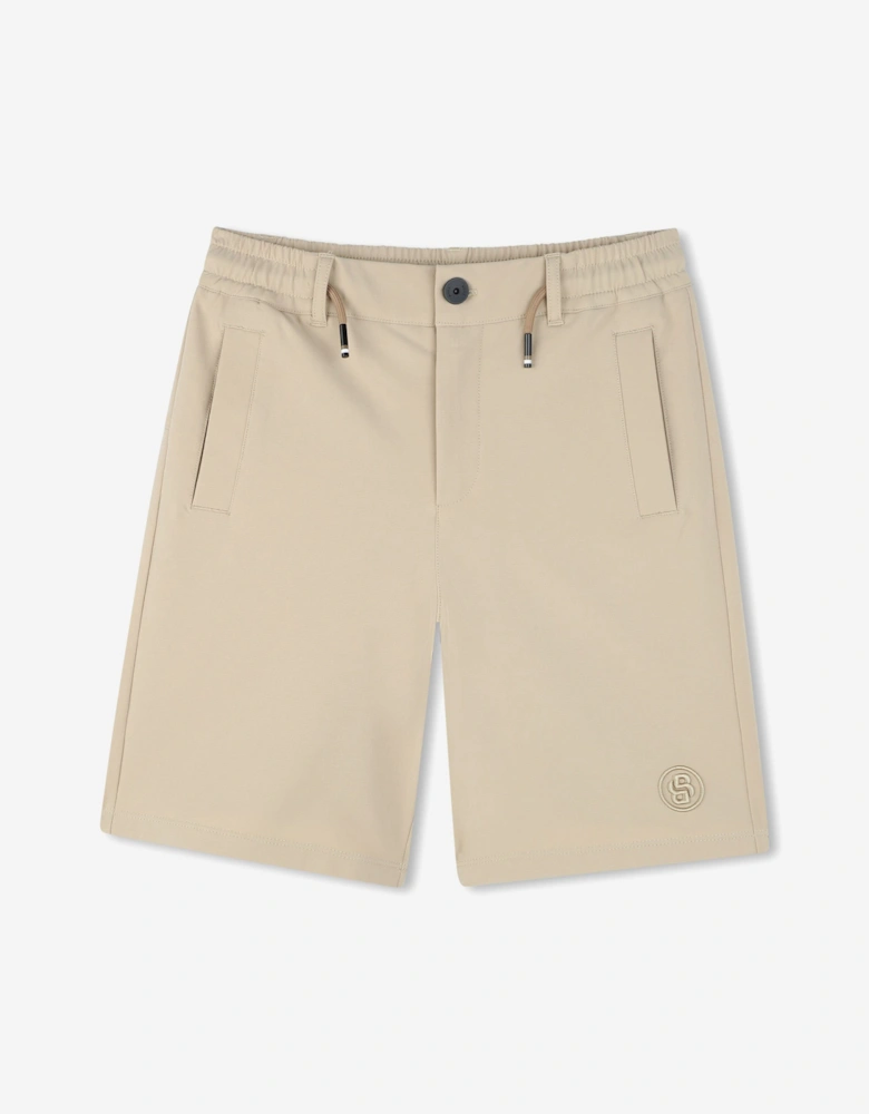BOSS Boys Logo Bermuda Shorts in Beige