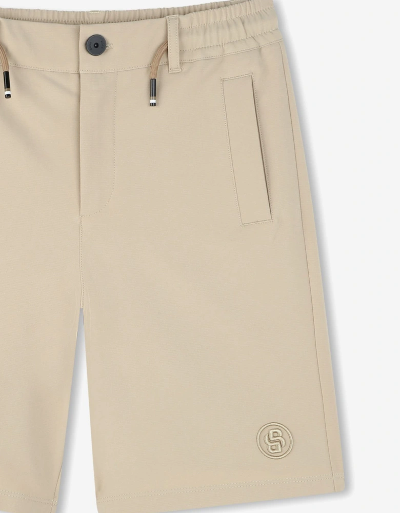 BOSS Boys Logo Bermuda Shorts in Beige