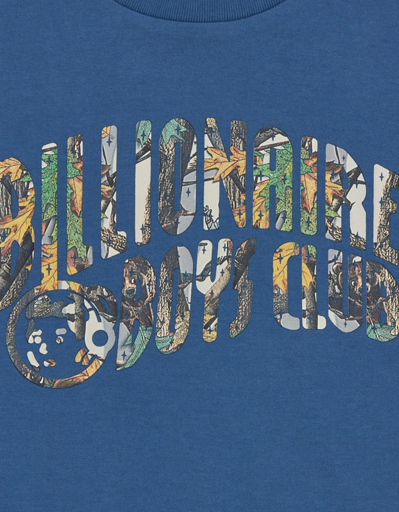 Boys Tree Camo Arch Logo T-Shirt in Navy