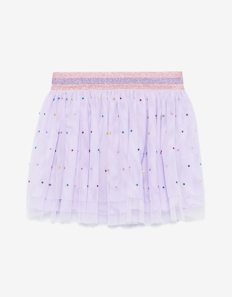 Girls Diamante Tulle Skirt in Purple