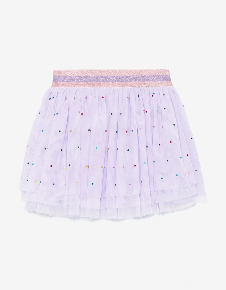 Girls Diamante Tulle Skirt in Purple
