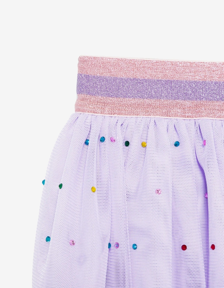 Girls Diamante Tulle Skirt in Purple