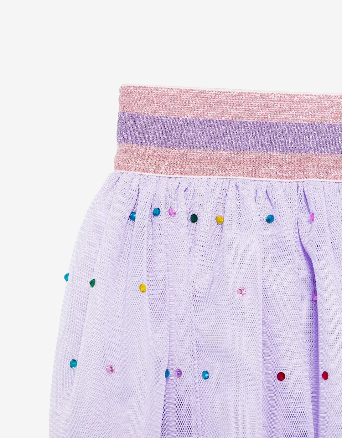 Girls Diamante Tulle Skirt in Purple