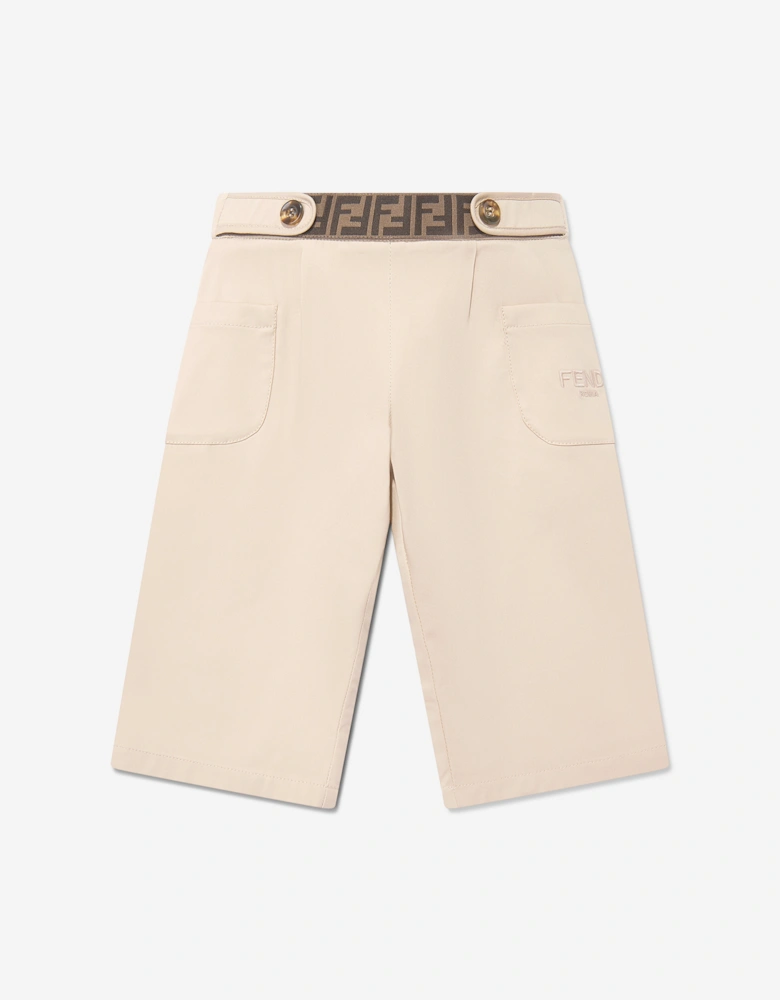 Baby Girls Stretch Gabardine Trousers in Beige