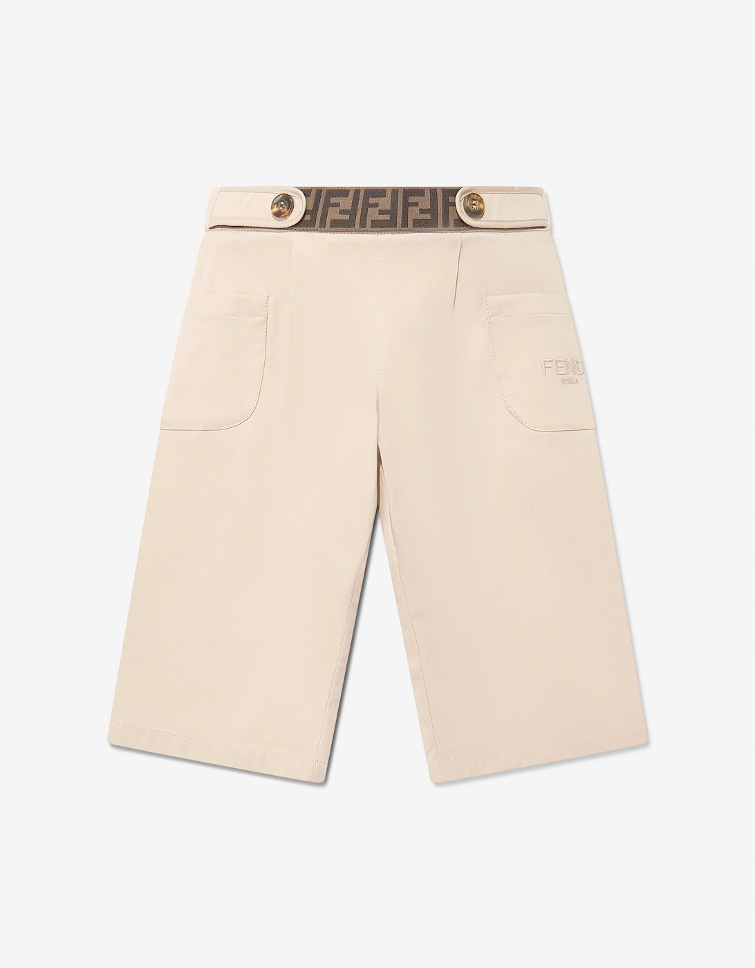 Baby Girls Stretch Gabardine Trousers in Beige, 5 of 4