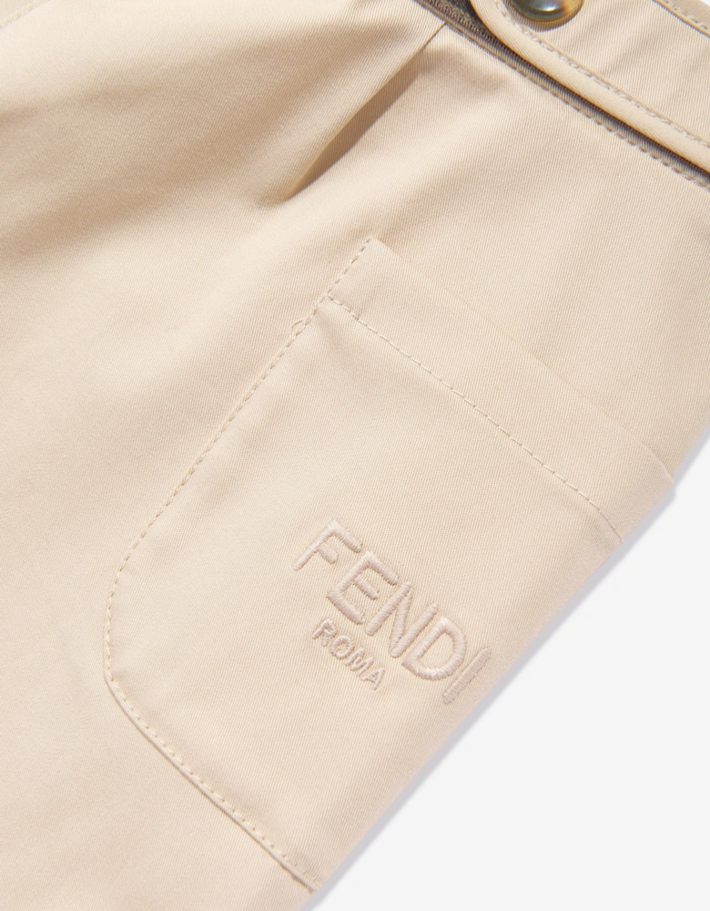 Baby Girls Stretch Gabardine Trousers in Beige