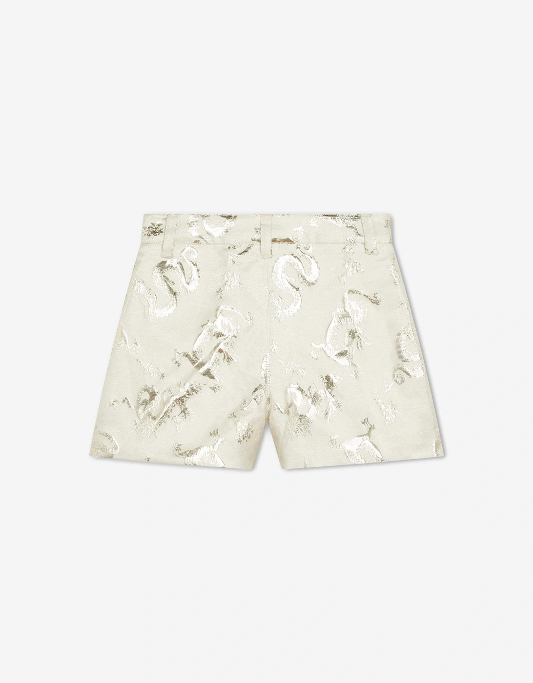Girls Mettallic Dragon Print Shorts in Ivory