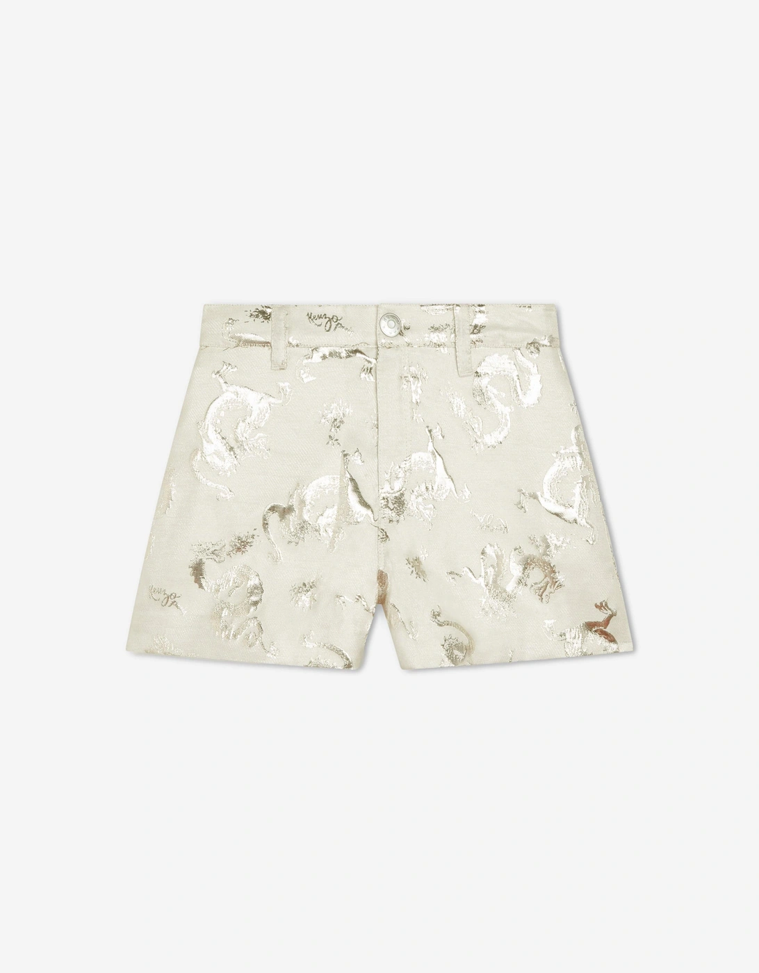 Girl's KENZO Girls Mettallic Dragon Print Shorts in Ivory - Cream - Size: 10 years