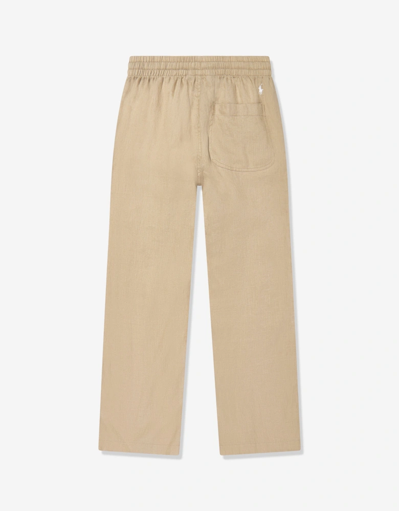 Boys Linen Trousers in Brown